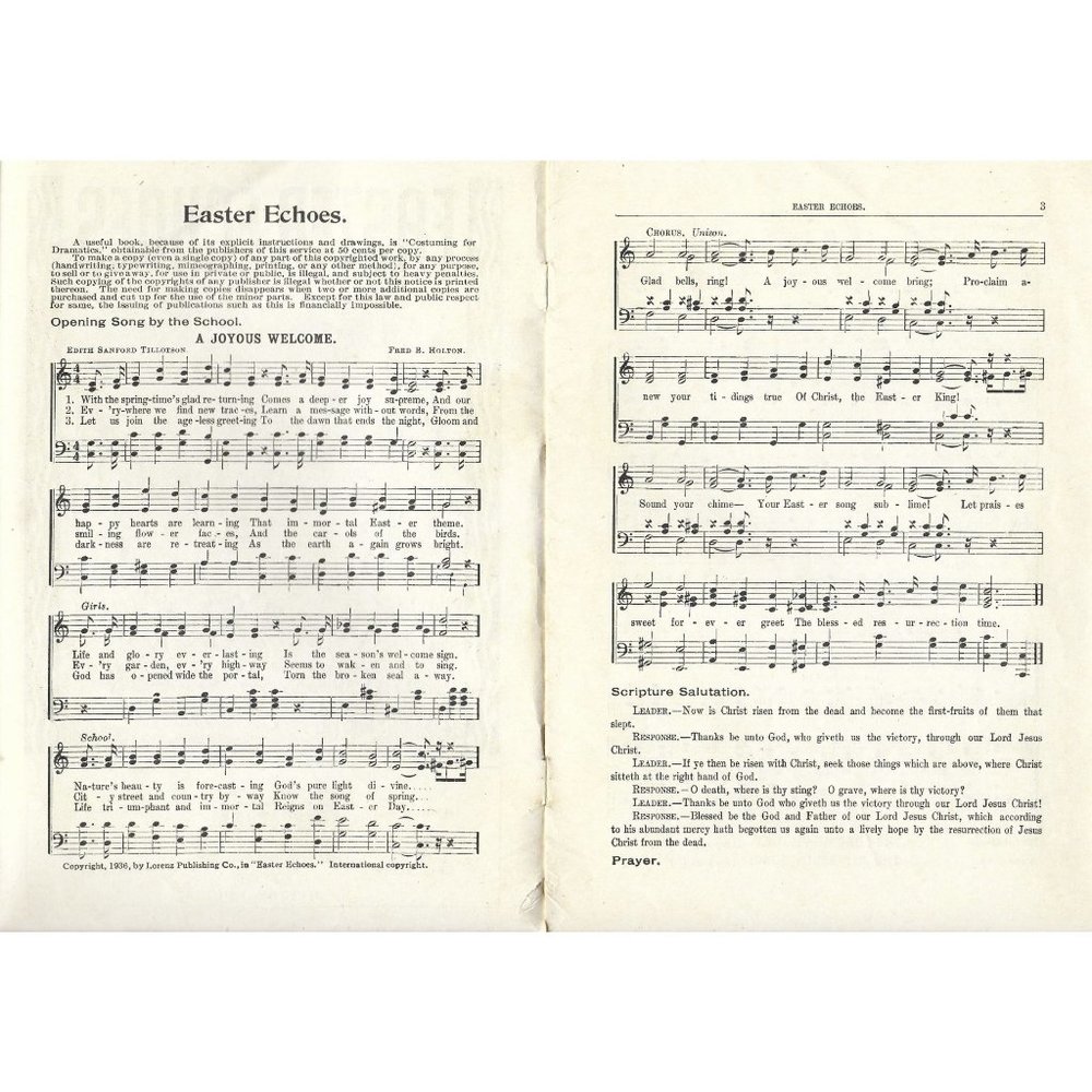 Easter Echoes Sheet Music Holton Lorenz Songs for Easter Service 1936 Gospel - Picture 3 of 3